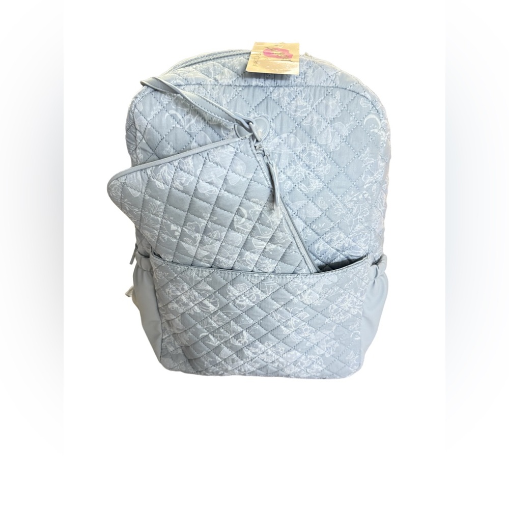 Betsey Johnson Quilted Blue Backpack with Pouch - Picture 2 of 7